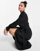 Asos Design Curve Midi Skirt With Box Pleats In Black