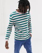 Asos Design Relaxed Long Sleeve Striped T-shirt - Multi