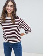 Pull & Bear Burg Striped Cream Base Sweat Top - Cream
