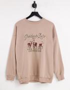 Stradivarius Graphic Sweat In Tan-neutral