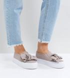 Asos Discovery Wide Fit Bow Flatform Sneakers - Beige