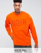 Asos Tall Oversized Sweatshirt With Embroidery - Orange