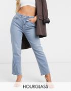 Asos Design Hourglass High Rise Stretch 'slim' Straight Leg Jeans In Lightwash-blue