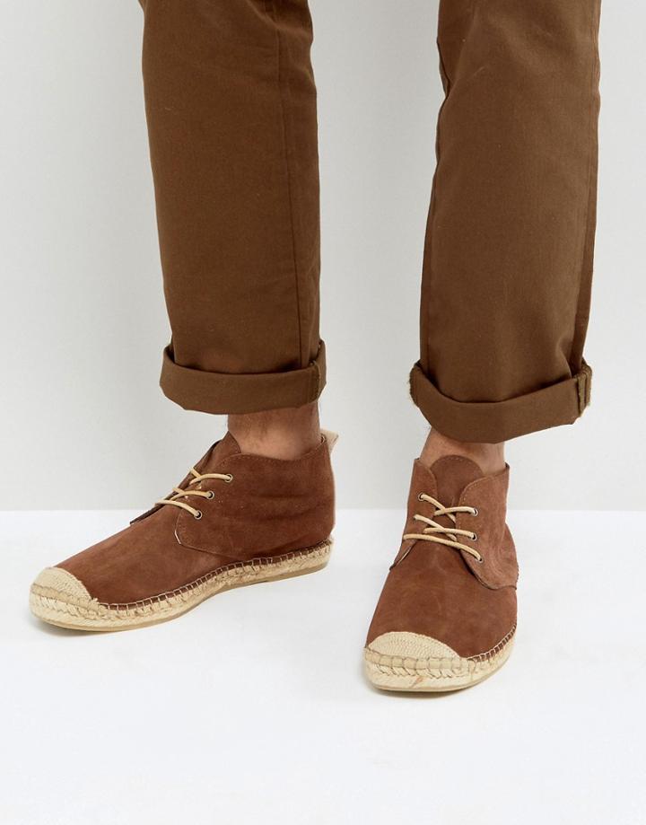 Selected Homme Hajo Suede Chukka Espadrilles - Brown