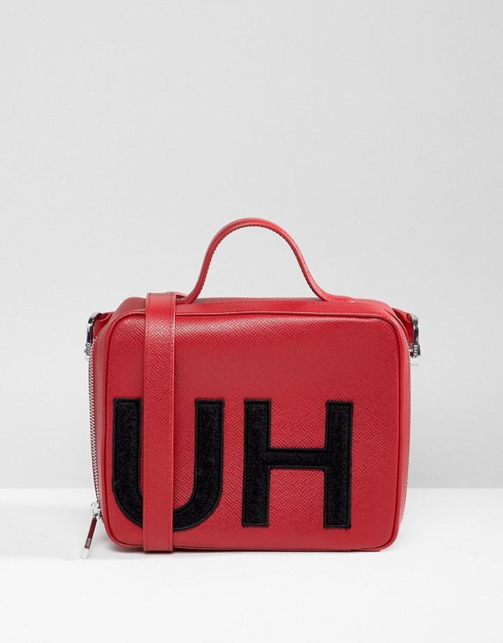 Hugo Handbag With Textured Logo - Red