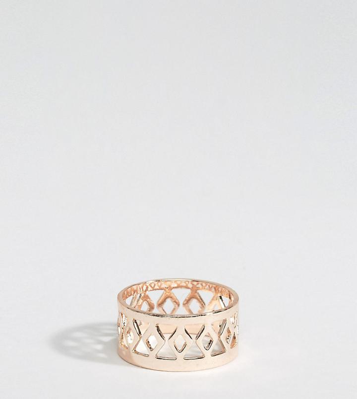 Designb Patterned Band Ring In Rose Gold Exclusive To Asos - Gold