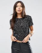 Asos T-shirt With Scattered Embellishment - Black