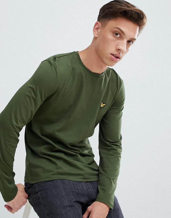 Lyle & Scott Long Sleeve Logo T-shirt In Khaki - Green