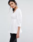 Closet London Cotton Top With Pephem - White