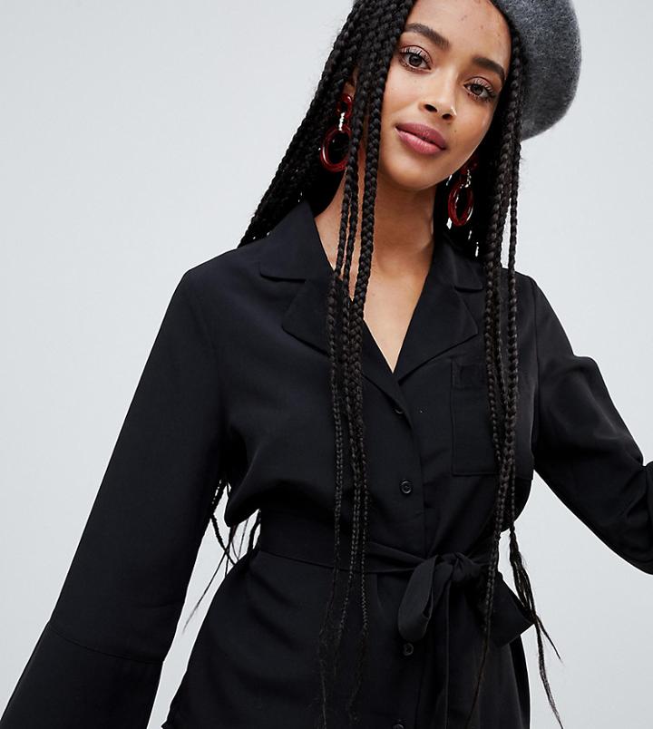 Monki Belted Blouse In Black - Black