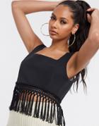 4th & Reckless Crop Top With Tassels In Black - Part Of A Set