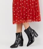 River Island Patent Heeled Boots In Black - Black
