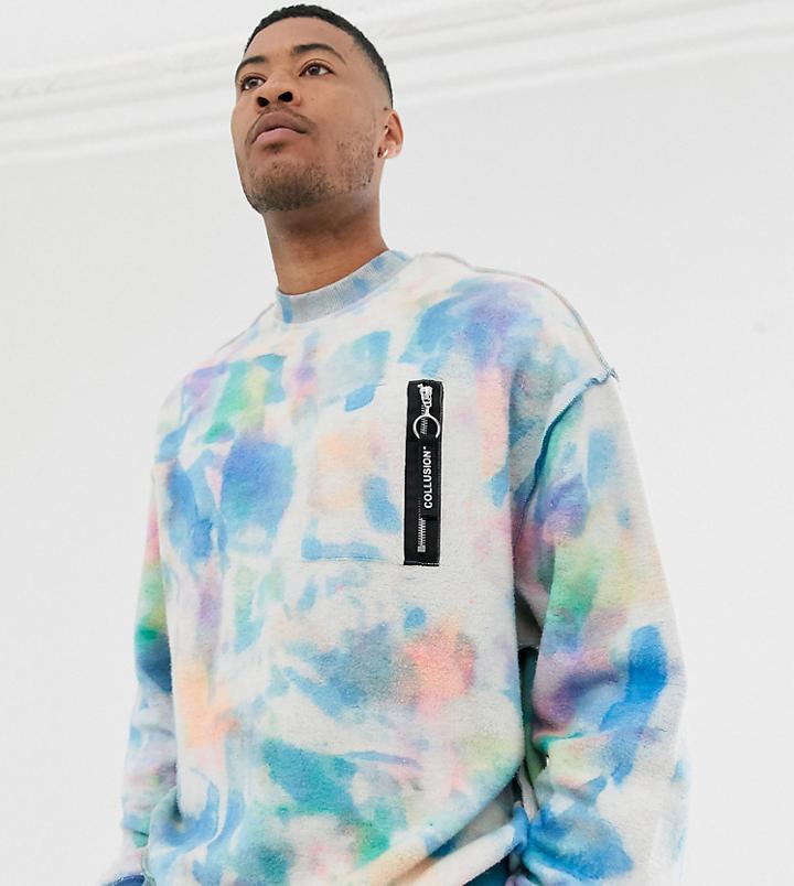 Collusion Tall Reverse Sweatshirt With Paint Splatter-multi