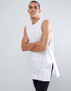 Asos Design Super Longline Tank With Side Splits In White - White