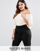 Lovedrobe Fluted Sleeve Bardot Top - Cream