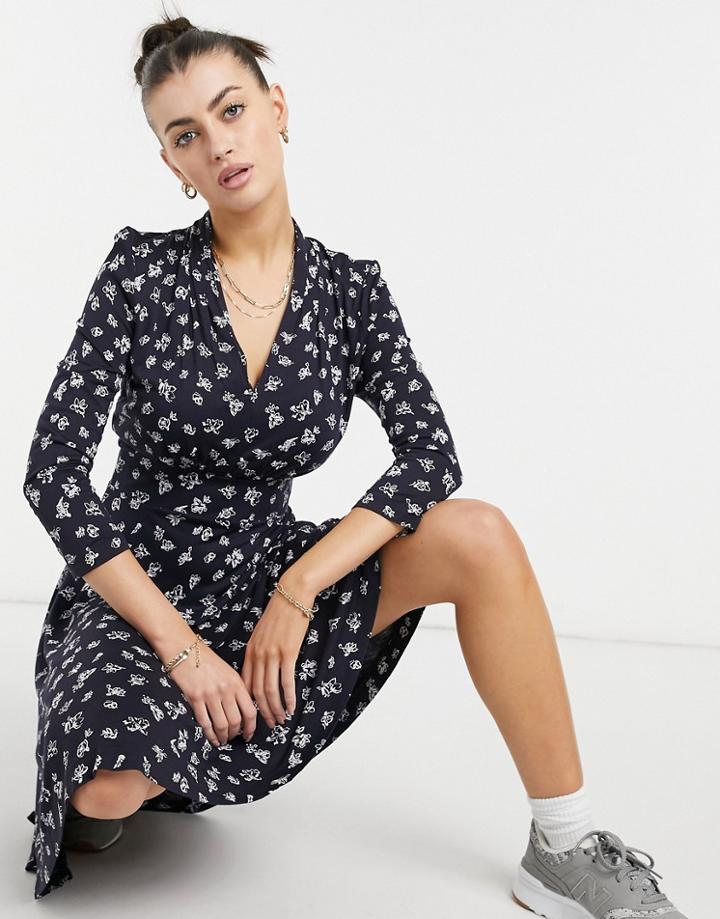 French Connection Fayola Meadow Mini Dress In Blue Multi-blues