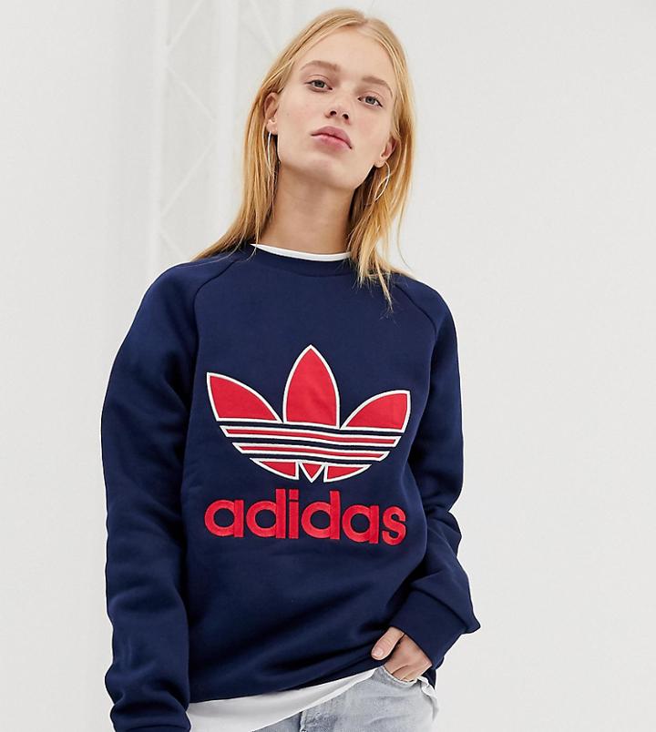 Adidas Originals Applique Trefoil Sweatshirt - Blue
