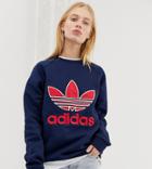 Adidas Originals Applique Trefoil Sweatshirt - Blue