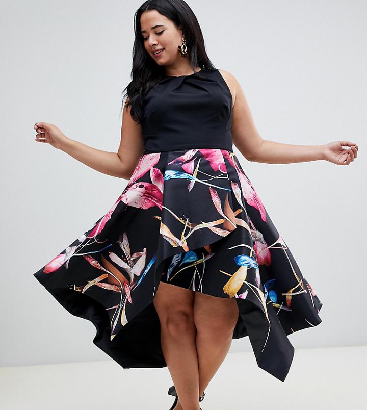 Coast Plus Katie Floral Midi Dress - Black