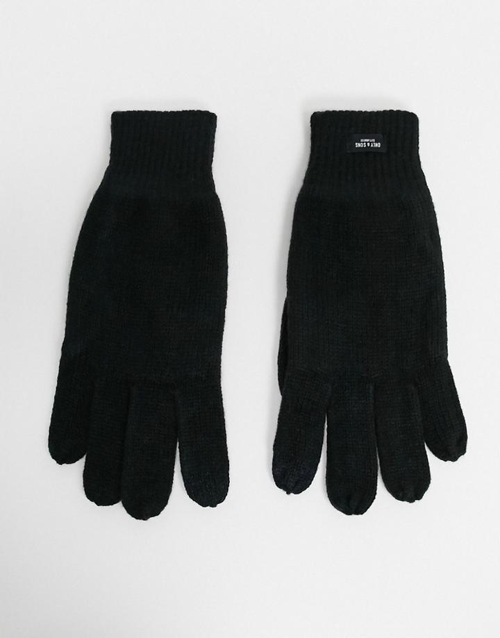 Only & Sons Knitted Gloves In Black