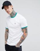 Original Penguin Small Logo Slim Fit Raglan Ringer T-shirt In White - White