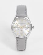 French Connection Classic Watch With Leather Strap In Soft Gray