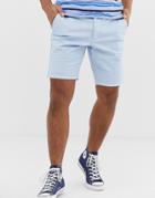 French Connection Slim Fit Peached Cotton Chino Shorts-blue