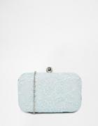 Chi Chi London Clutch Bag In Mint With Piped Lace Overlay - Morning Mist