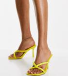 Public Desire Wide Fit Thalia Barely There Knot Mid Heel Sandals In Yellow