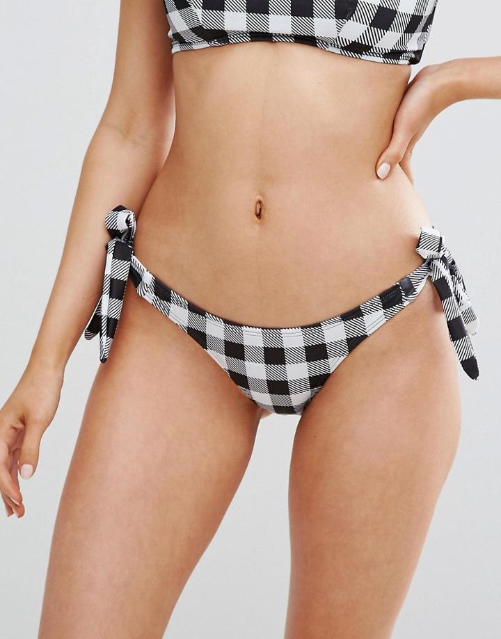 Lost Ink Gingham Tie Side Bikini Bottom - Multi