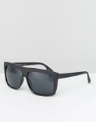 Pieces Flat Top Sunglasses In Black - Black