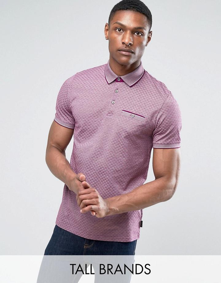 Ted Baker Tall Jacquard Polo - Purple