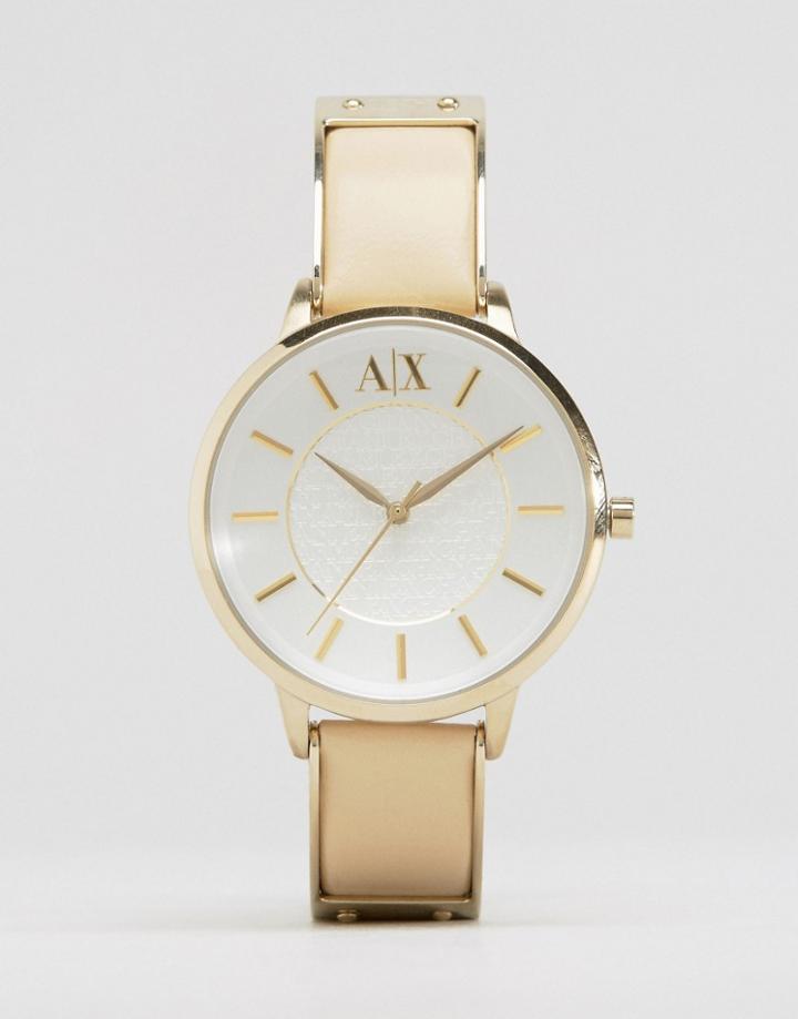 Armani Exchange Beige Leather Olivia Watch Ax5301 - Beige