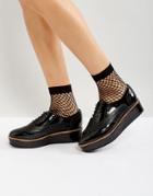 Asos Macaroon Flatform Lace Up Shoes - Black