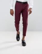 Asos Skinny Cropped Smart Pants In Purple - Purple