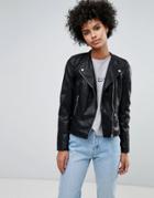 Vero Moda Faux Leather Biker Jacket - Black