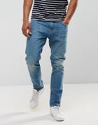 Just Junkies Tapered Jeans In Vintage Wash - Blue