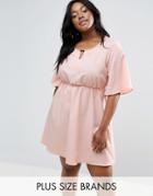 Rage Plus Dress With Neck Detail - Pink