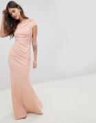 City Goddess Fishtail Maxi Dress With Pleating Detail - Pink