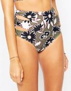 Asos Utility Floral Print Cut Out High Waist Bikini Bottom - Utility Floral
