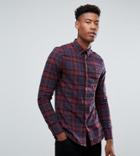 Farah Tall Waithe Slim Fit Check Shirt In Red - Red