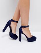 New Look Satin Platform Heeled Shoes - Blue