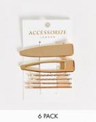 Accessorize Multipack Hair Slides In Gold