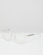 Asos Round Clear Lens Glasses In Frosted Crystal - Clear