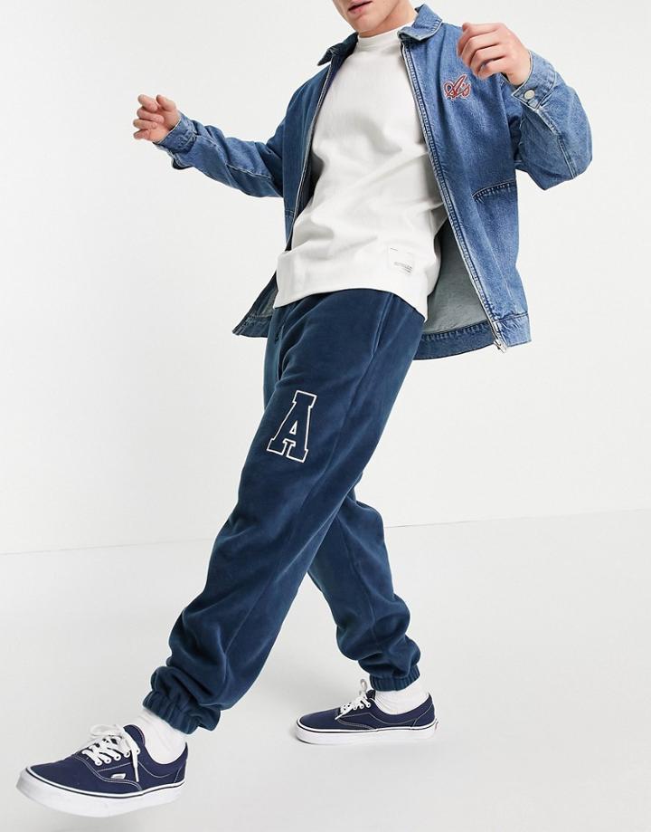 Asos Actual Oversized Polar Fleece Sweatpants In Navy - Part Of A Set