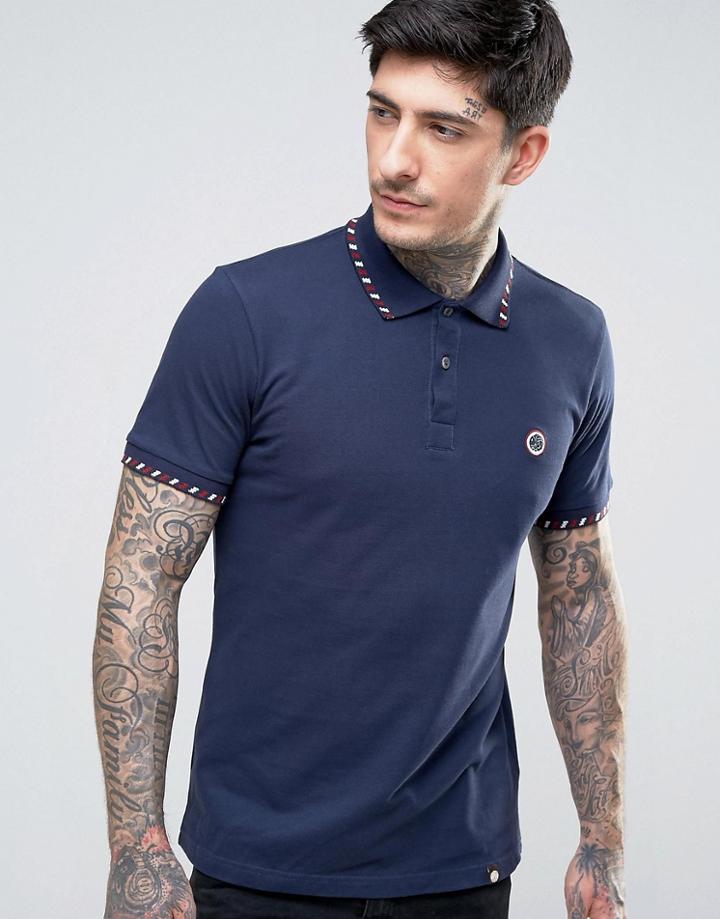 Pretty Green Elmwood Polo Stripe Tipping In Navy - Navy