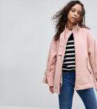 Asos Petite Bonded Jacket With Fleece Lining And Metalwear - Pink