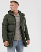 French Connection Longline Padded Hooded Parka-green