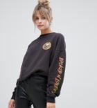 Pull & Bear Guns And Roses License Sweat Top - Black