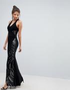 Lipsy Halter Maxi Dress With Sequin Detail - Black